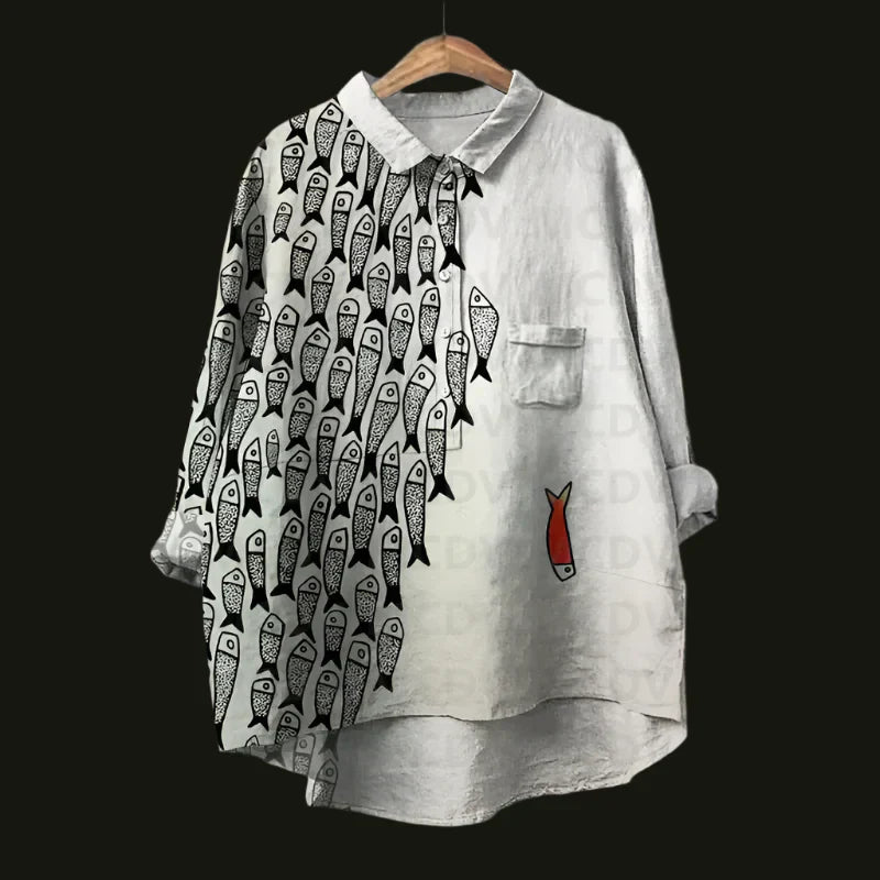 Rael | Bequemes Vintage-Shirt mit Fischdesgin |