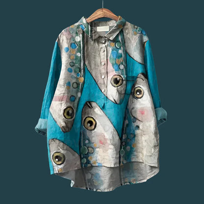 Rael | Bequemes Vintage-Shirt mit Fischdesgin |