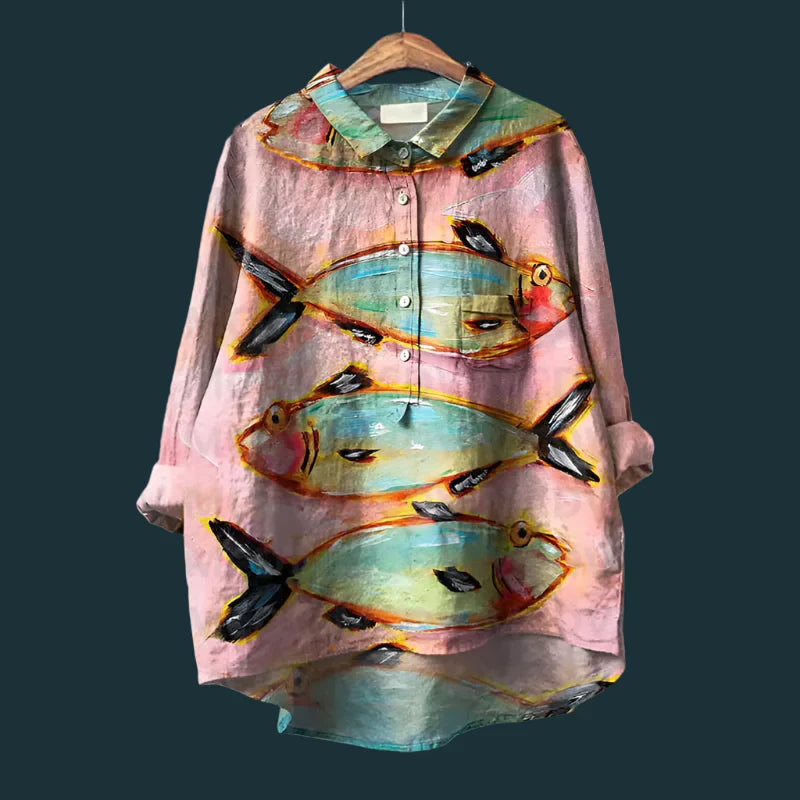 Rael | Bequemes Vintage-Shirt mit Fischdesgin |