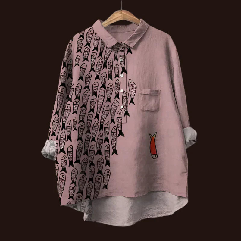 Rael | Bequemes Vintage-Shirt mit Fischdesgin |