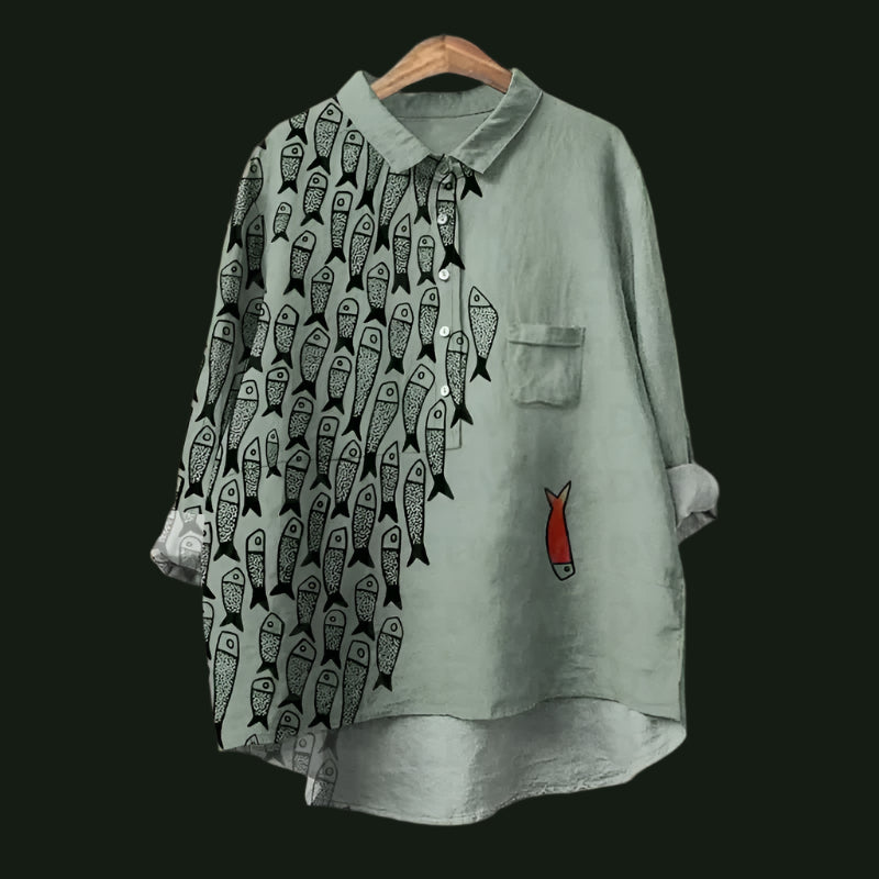 Rael | Bequemes Vintage-Shirt mit Fischdesgin |